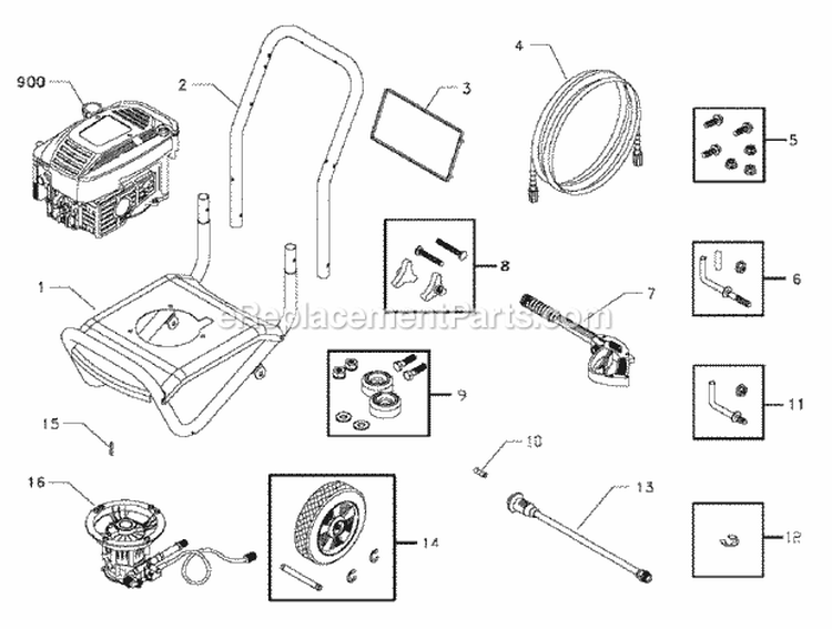 Pressure Washer Main Unit Diagram and Parts List for PW23000  Snapper Pressure Washer