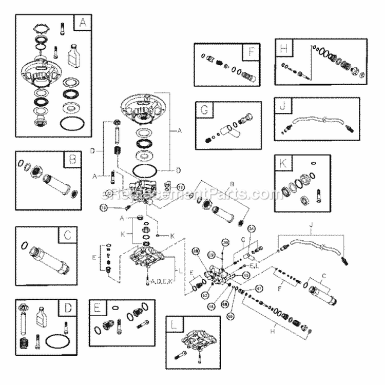 Pressure Washer Pump Diagram and Parts List for PW23000  Snapper Pressure Washer