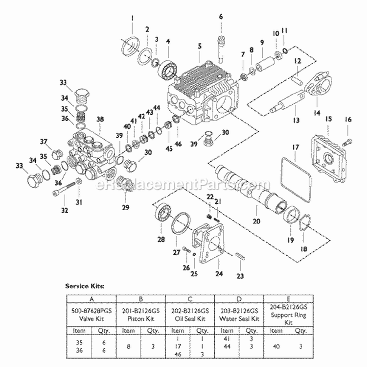 Pressure Washer Pump Diagram and Parts List for PW27000  Snapper Pressure Washer