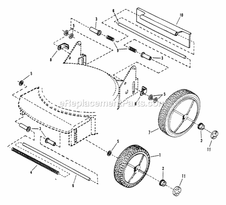 Wheels Guards Axles Diagram and Parts List for D20380  Snapper Lawn Mower