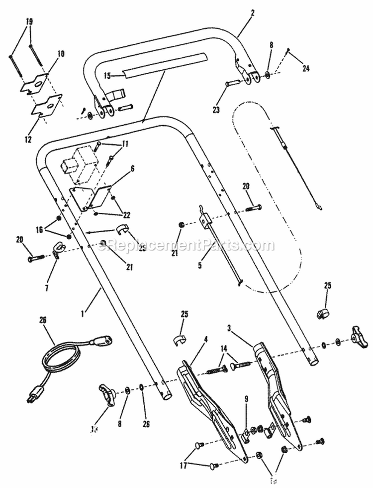 Handles  Controls (Series 13) Diagram and Parts List for R204513E  Snapper Lawn Mower