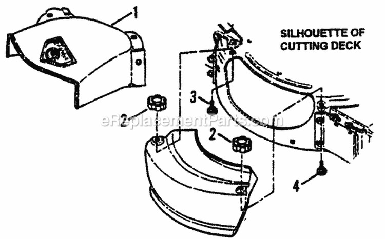 Side Chute Adapter Diagram and Parts List for R205012  Snapper Lawn Mower