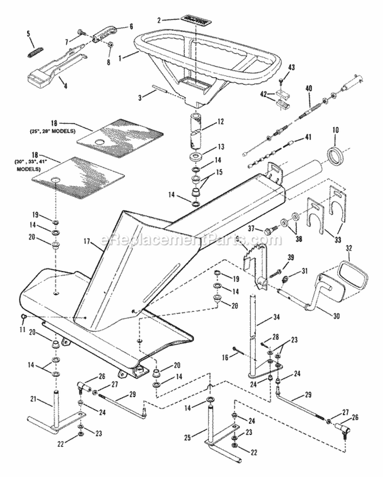 Front End Steering Diagram and Parts List for 281011BE  Snapper Lawn Tractor