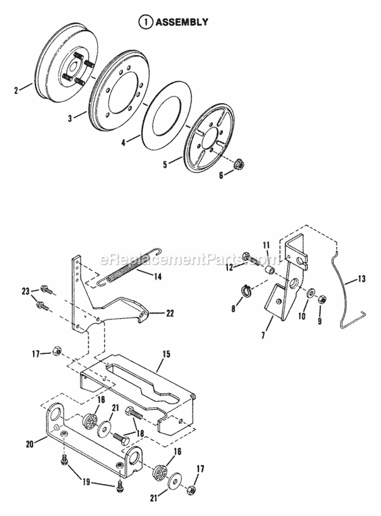 Smooth Clutch Assembly Diagram and Parts List for 281011BE  Snapper Lawn Tractor