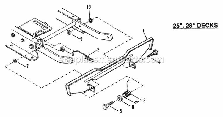 Blade Stop Pedals (25 28 Decks) Diagram and Parts List for 281011BE  Snapper Lawn Tractor