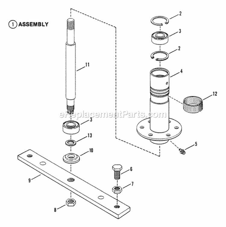 Spindle Diagram and Parts List for E331313BE  Snapper Lawn Tractor