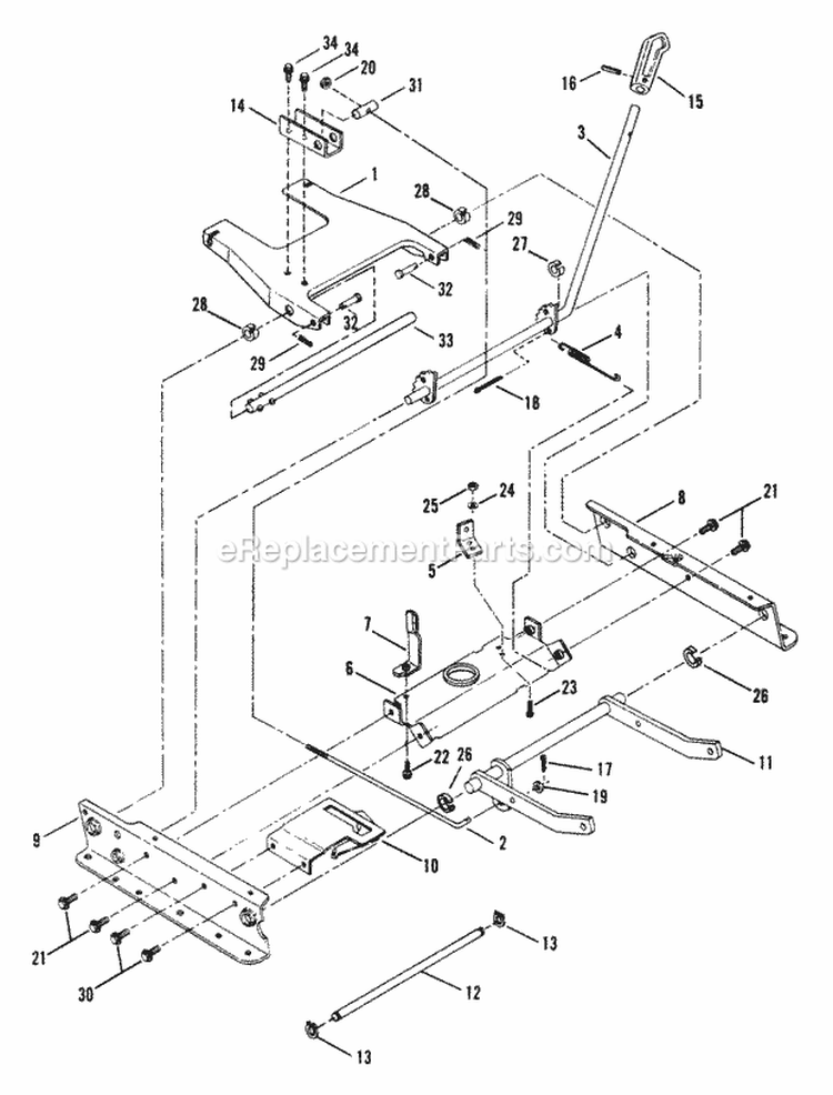 Rails Lift Arms Cam Lift Diagram and Parts List for 25659BE  Snapper Lawn Tractor