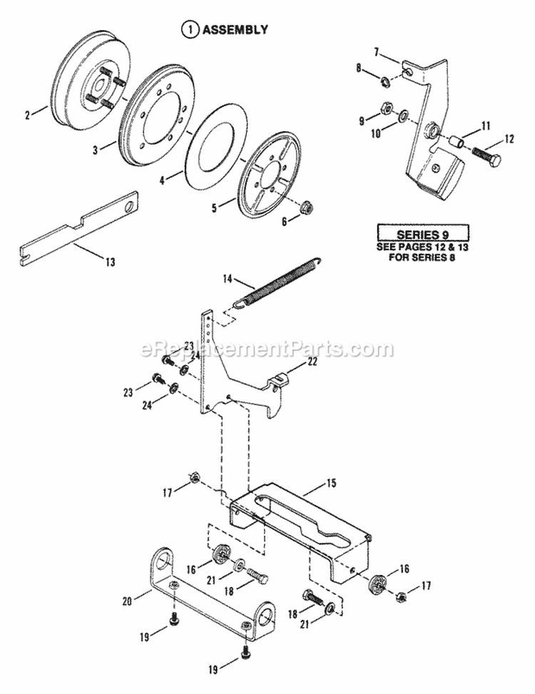 Smooth Clutch Assembly - Series 9 Diagram and Parts List for 25659BE  Snapper Lawn Tractor