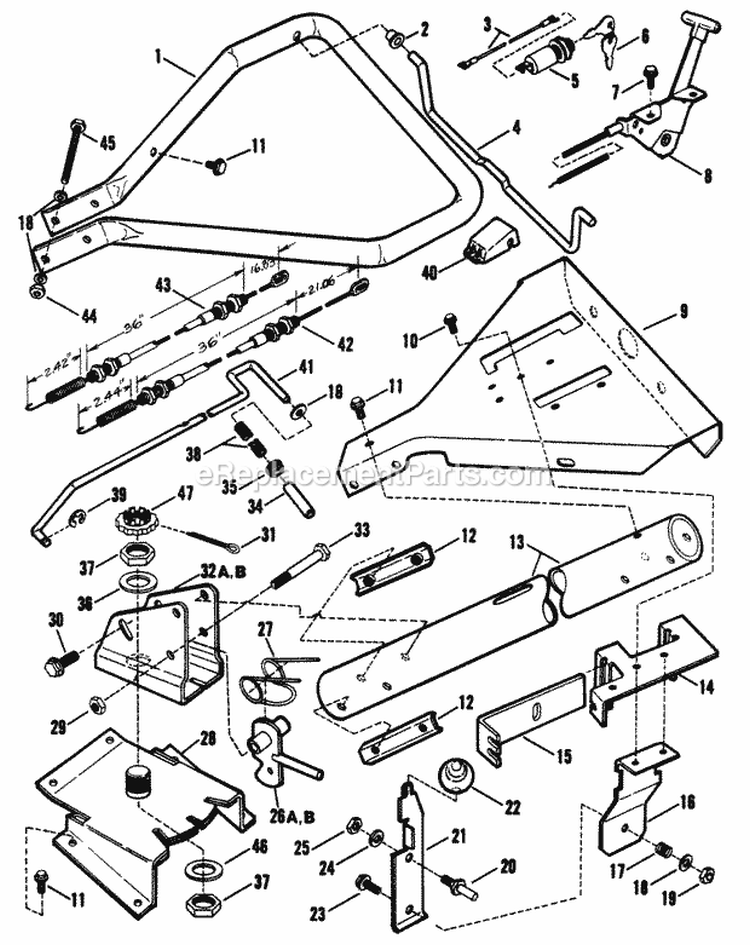 8Hp Handle  Controls Diagram and Parts List for R8001S  Snapper Tiller