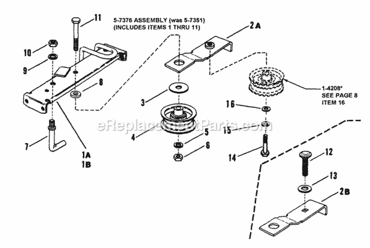 Idler Bracket Assembly Diagram and Parts List for R5000  Snapper Tiller