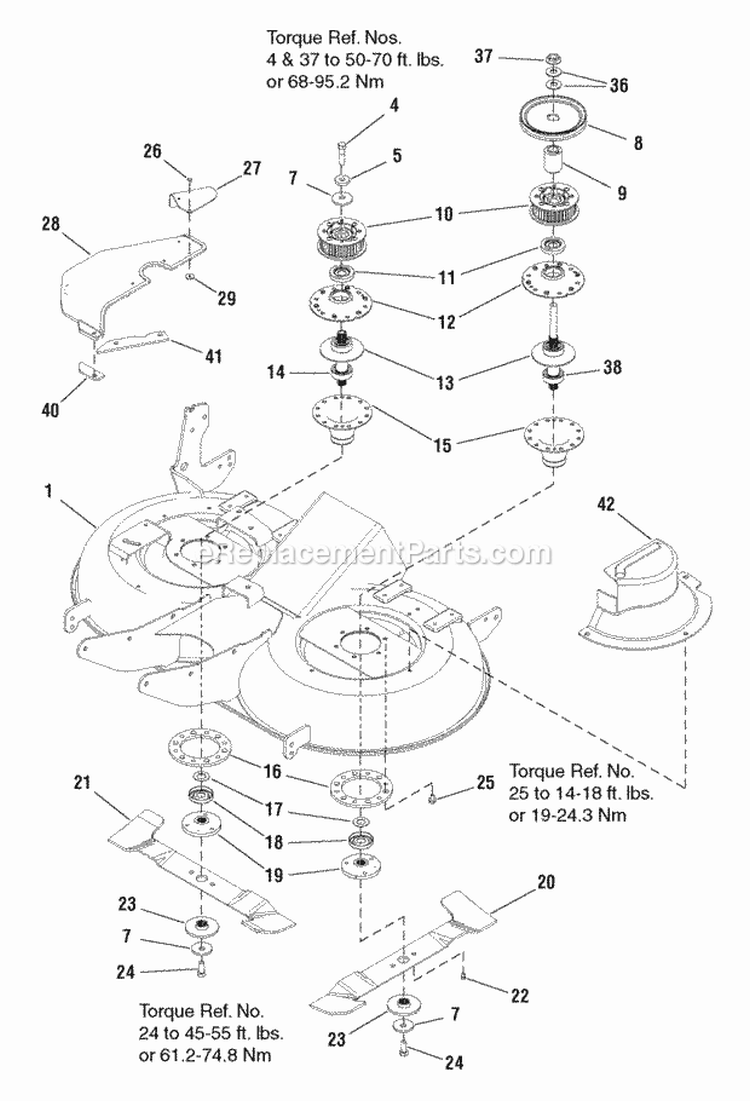 40 Mower Deck - Housing Arbors  Blade Diagram and Parts List for RD2140 2690763 Snapper Lawn Tractor