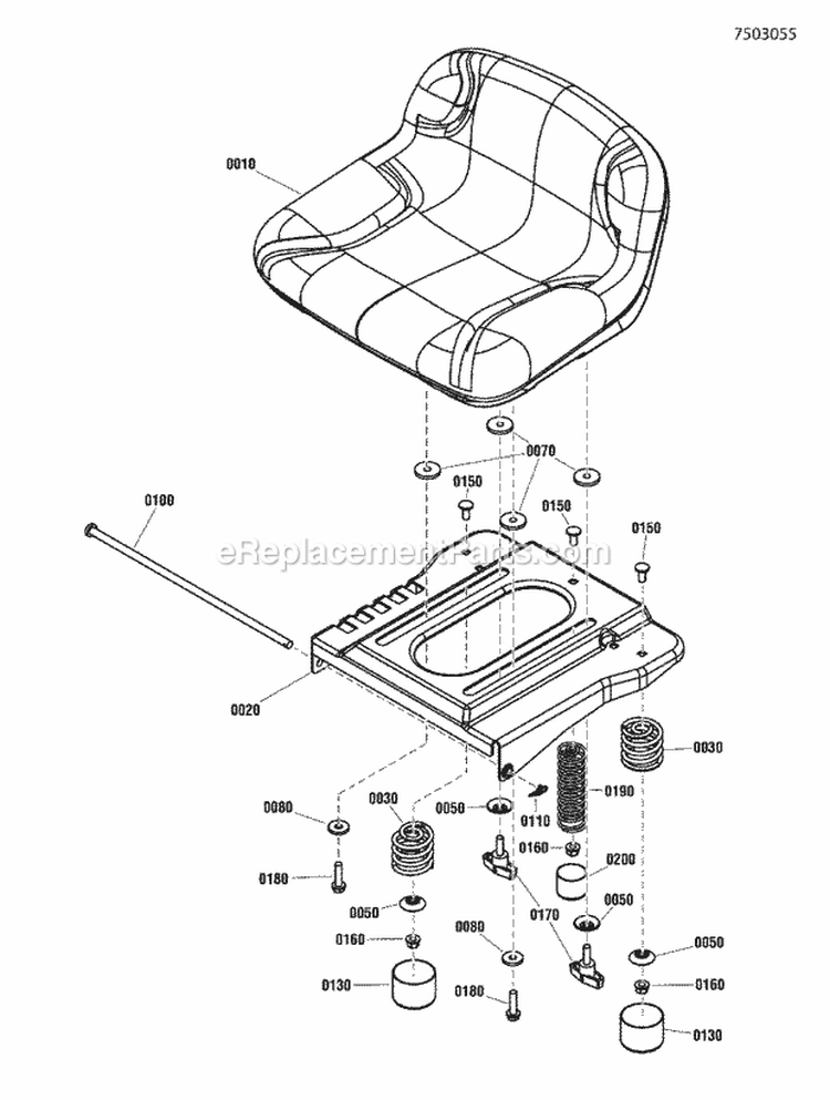 Seat Group Diagram and Parts List for RE100  Snapper Lawn Tractor