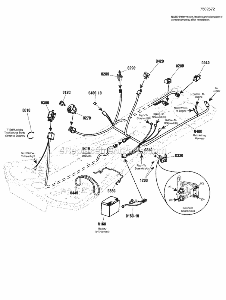 Electrical Group Diagram and Parts List for RE100  Snapper Lawn Tractor
