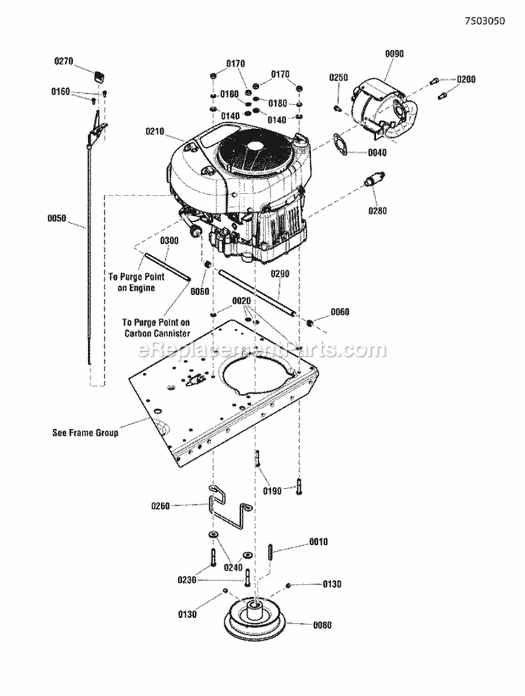 Engine Group Diagram and Parts List for RE110  Snapper Lawn Tractor