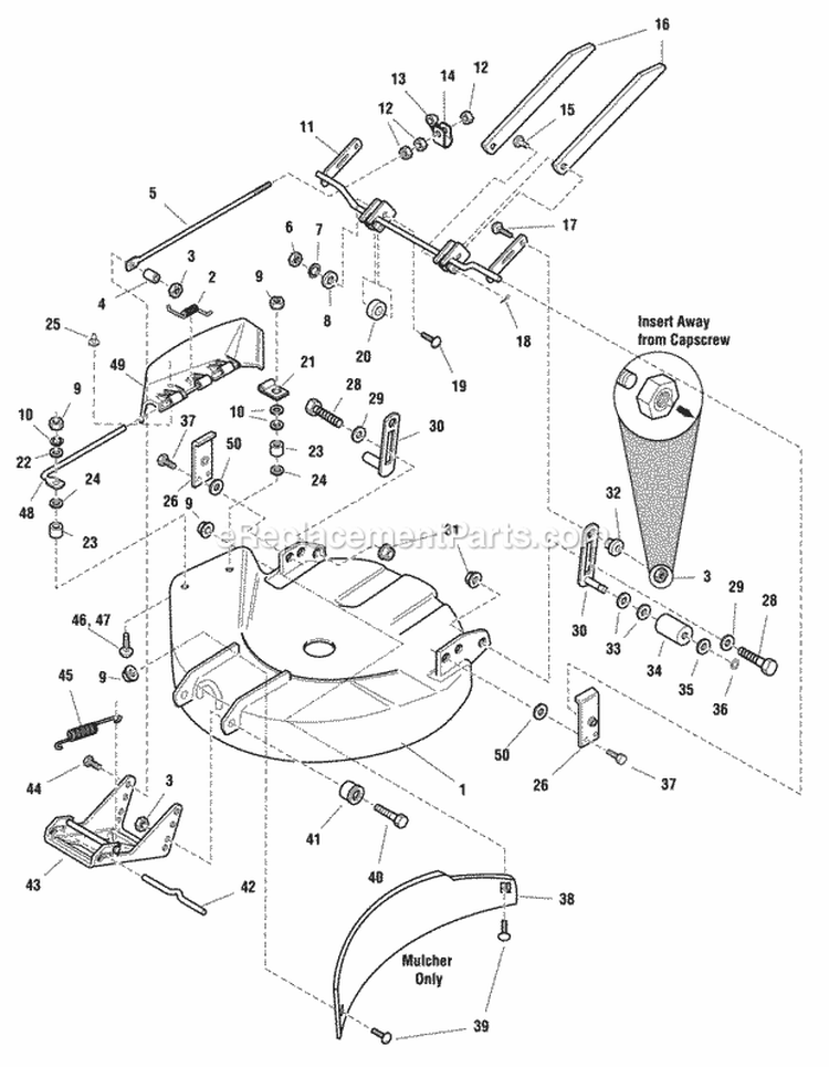 30 Mower Deck - Housing  Height Adjustment Diagram and Parts List for RE200 2690801 Snapper Lawn Tractor
