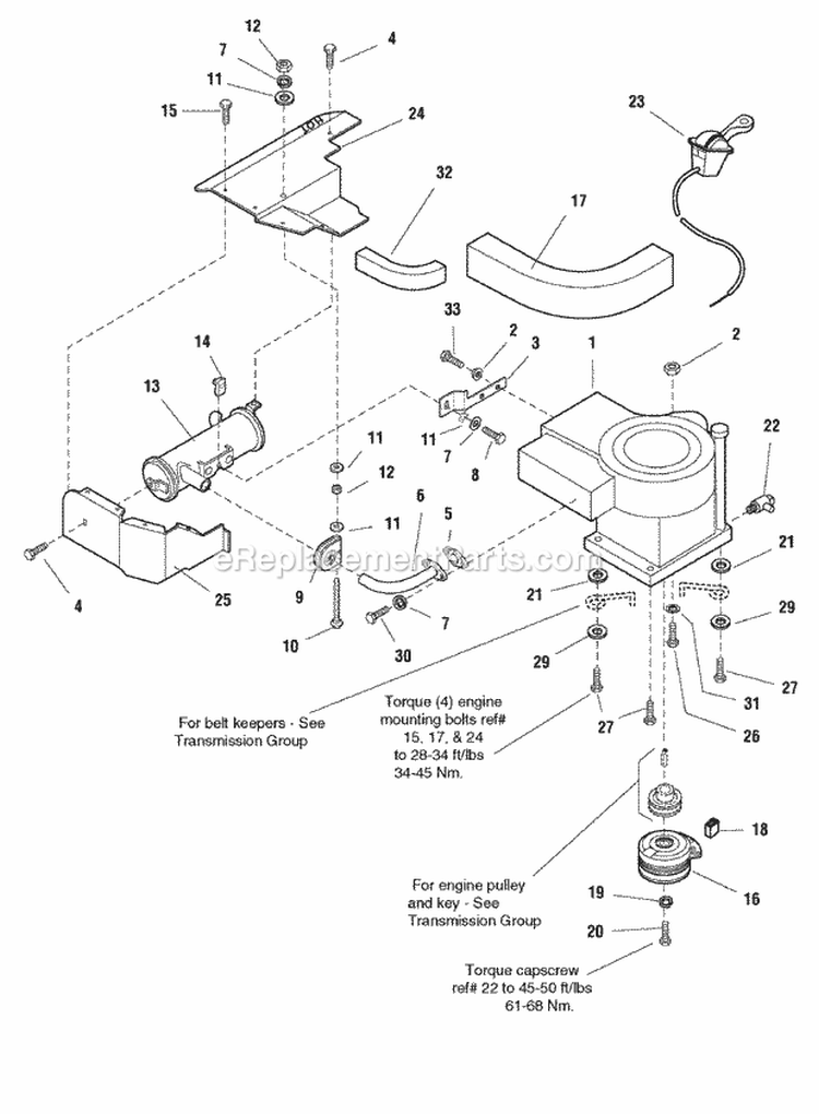Engine  Electric Clutch Group - 135Hp Briggs  Stratton Models Diagram and Parts List for RE200 2690801 Snapper Lawn Tractor