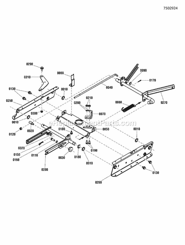 Rail Assembly Diagram and Parts List for RE100  Snapper Lawn Tractor