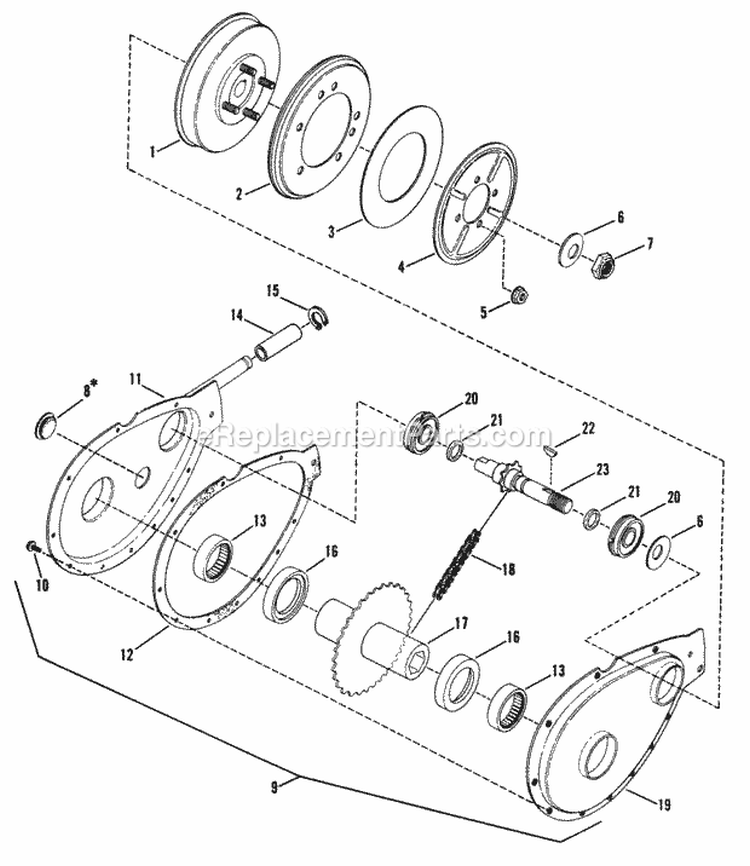 Chain Case  Smooth Clutch AssmY Diagram and Parts List for LT115D331B  Snapper Lawn Tractor