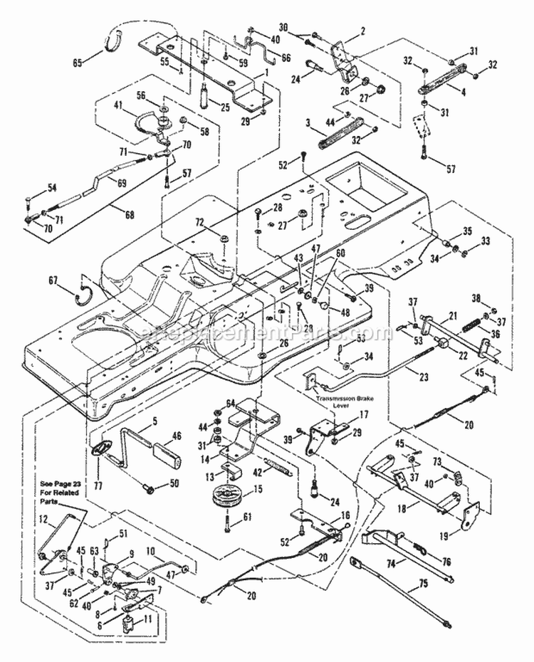 Clutch Brake  Steering Components Diagram and Parts List for LT140G38ABV 80492 Snapper Lawn Tractor