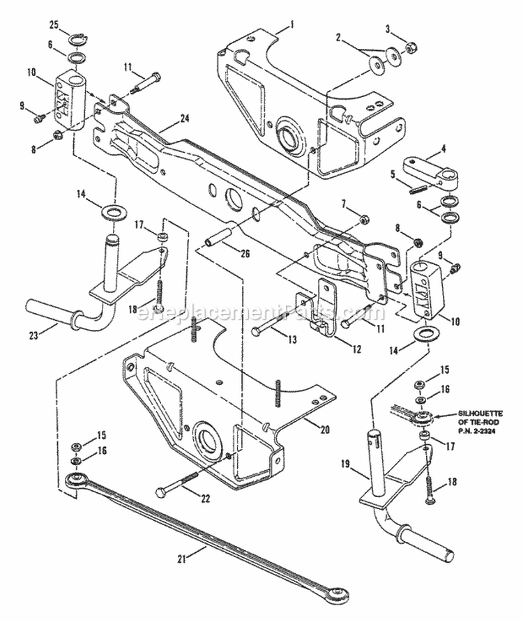 Front Axle Parts Diagram and Parts List for LT140G38ABV 80492 Snapper Lawn Tractor