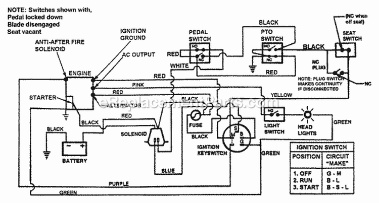 Schematic - Wiring Harness (BriggS  Stratton) Diagram and Parts List for LT140G38ABV 80492 Snapper Lawn Tractor