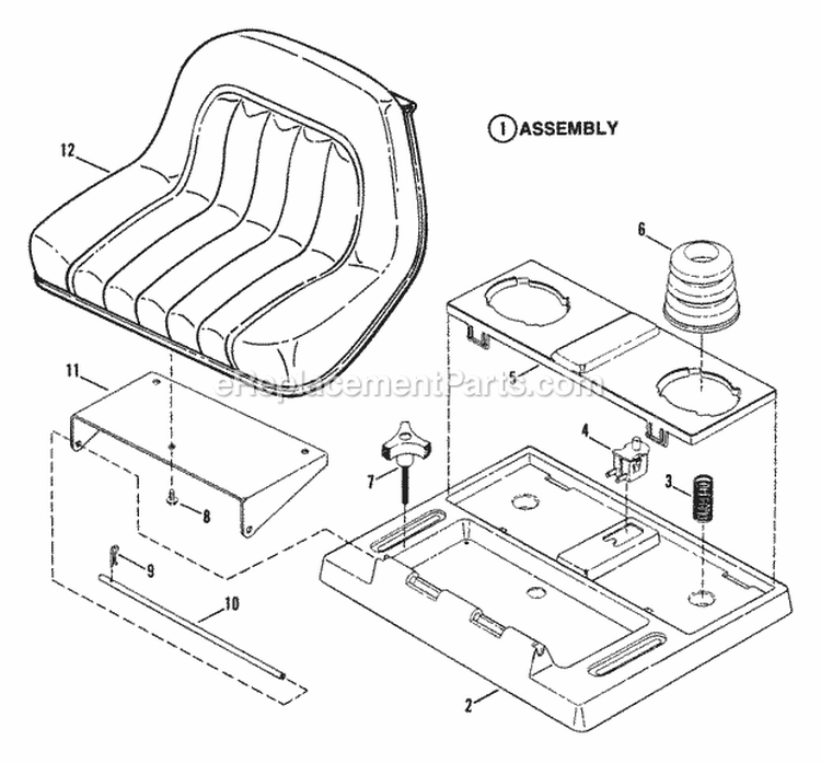 Seat Support Components Diagram and Parts List for LT140G38ABV 80492 Snapper Lawn Tractor