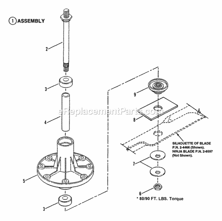 Spindle Assembly - 38 Cutting Deck Diagram and Parts List for LT140G38ABV 80492 Snapper Lawn Tractor