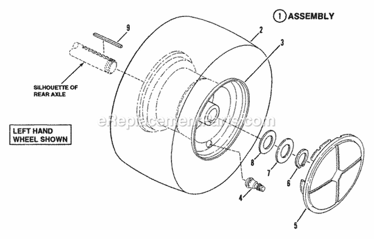 Wheels - Rear Diagram and Parts List for LT140G38ABV 80492 Snapper Lawn Tractor