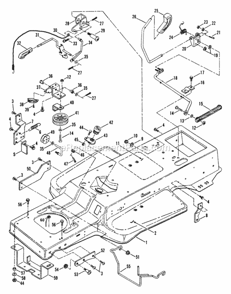 Blade Engagement  Transmission Controls Diagram and Parts List for LT140G38ABV 80492 Snapper Lawn Tractor