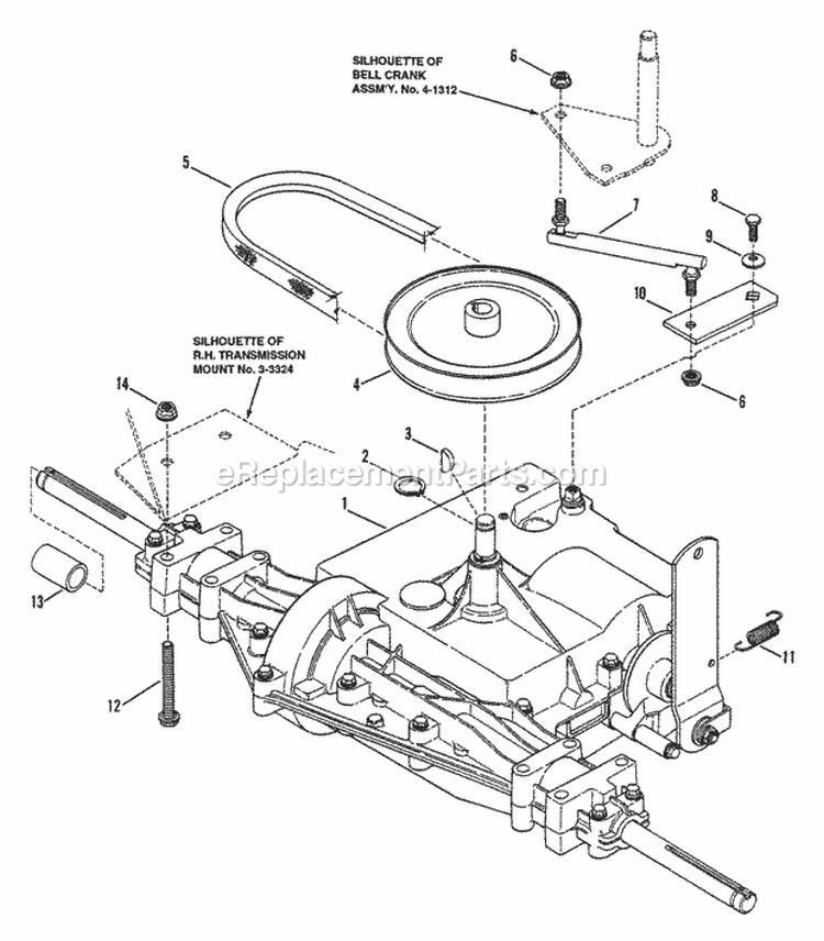 Transmission Group Diagram and Parts List for ELT125G331KV  Snapper Lawn Tractor