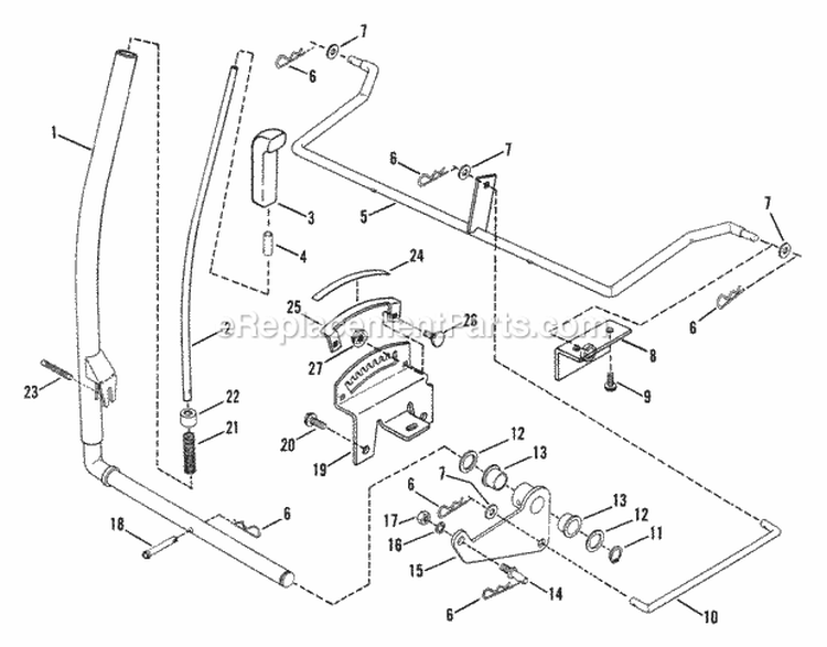 Implement Lift Parts Diagram and Parts List for ELT125G331KV  Snapper Lawn Tractor