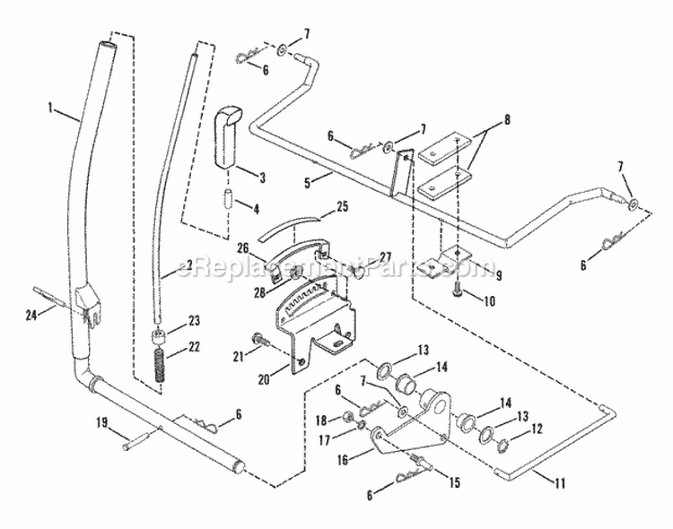 Implement Lift Parts Diagram and Parts List for LT12D331B  Snapper Lawn Tractor