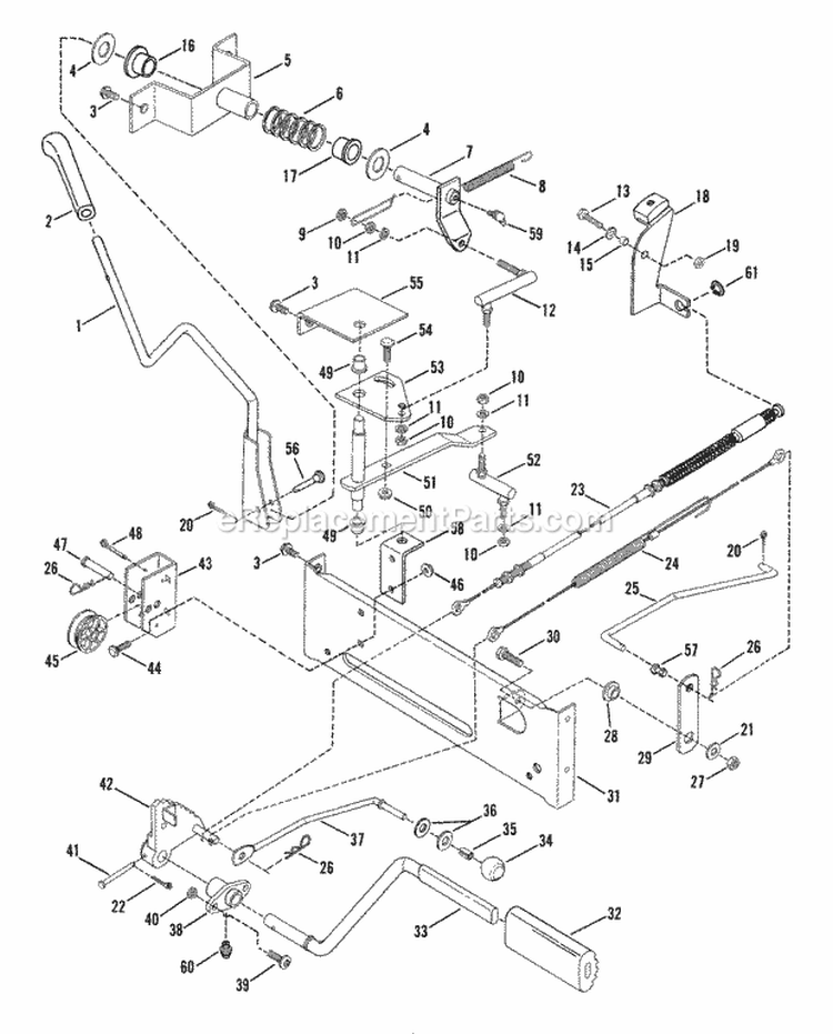 Clutch Brake  Transmission Controls Diagram and Parts List for LT12D331B  Snapper Lawn Tractor