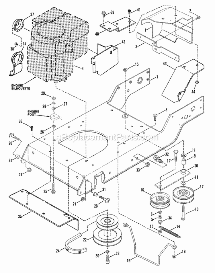 Engine Engine Base  Drive Parts Diagram and Parts List for LT12D331B  Snapper Lawn Tractor