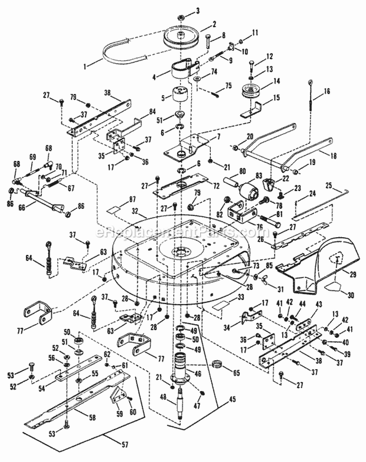 33 Cutting Deck Belts Brakes Diagram and Parts List for ELT140H331KV 80397 Snapper Lawn Tractor