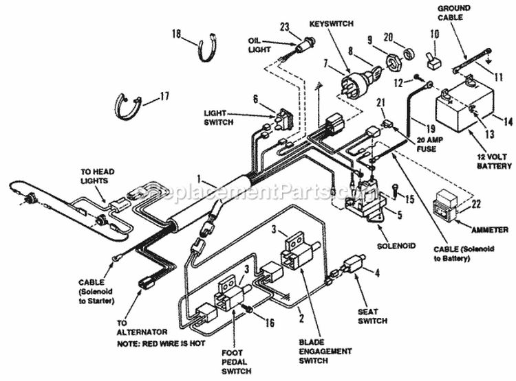 Electrical System Diagram and Parts List for ELT140H331KV 80397 Snapper Lawn Tractor