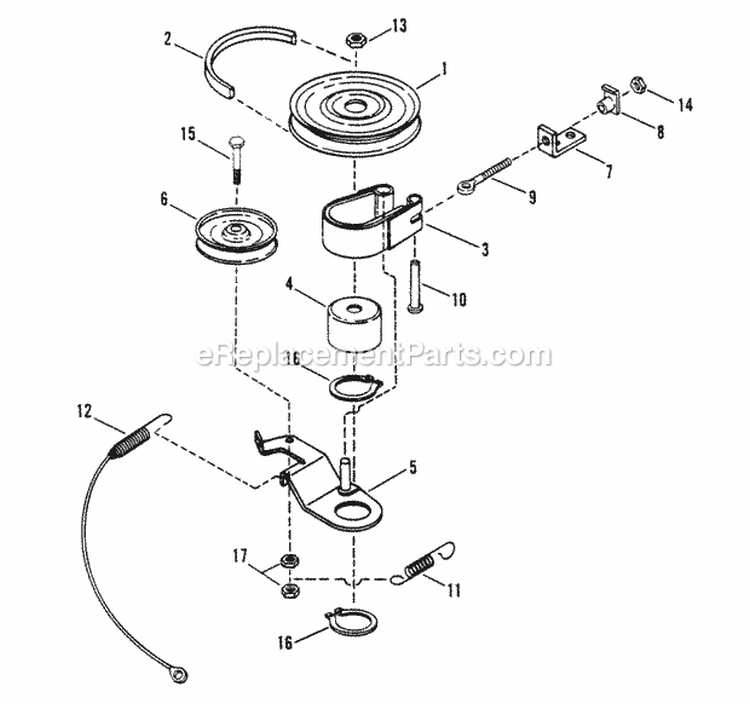 Belt Blade Brake Components (42 Deck) Diagram and Parts List for ELT160H422BV 80548 Snapper Lawn Tractor