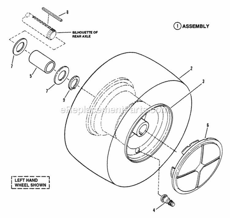 Wheels - Rear Diagram and Parts List for LT160H482BV 80392 Snapper Lawn Tractor
