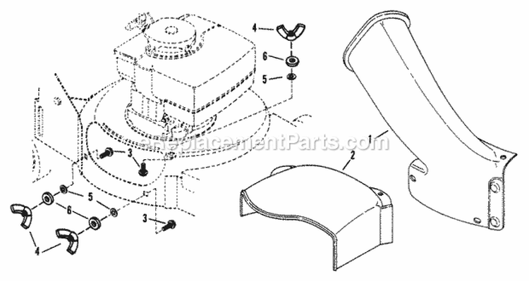 Accessory - Side Chute Adapter Diagram and Parts List for DLW359T  Snapper Lawn Mower