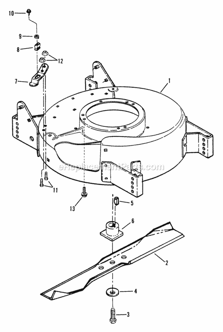 Cutting Deck Blade Interlock Diagram and Parts List for RO21380 90'S Snapper Lawn Mower