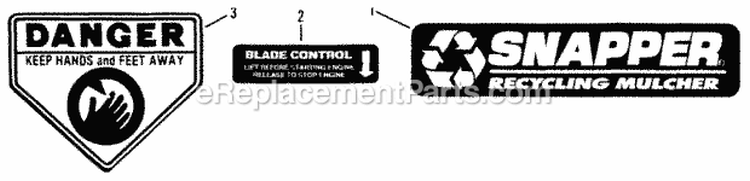 Decals Diagram and Parts List for RO21380 90'S Snapper Lawn Mower