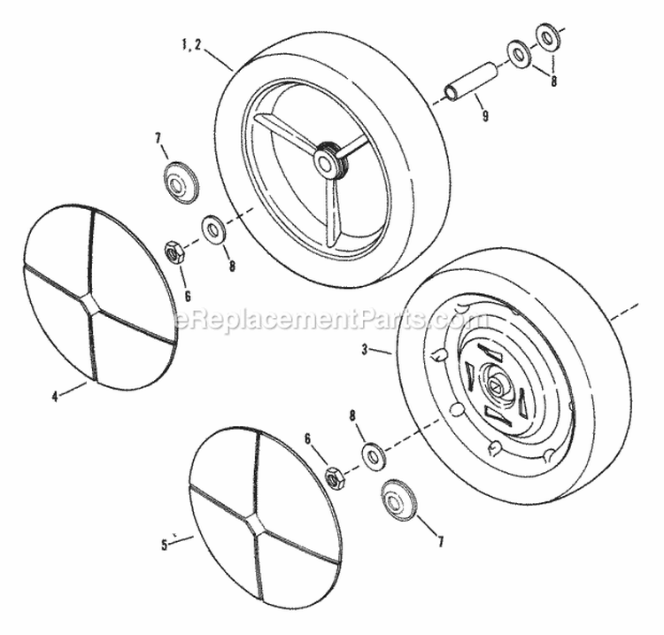 Rear Wheels Diagram and Parts List for 21357B  Snapper Lawn Mower