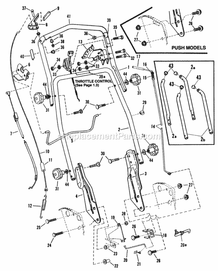 Handles  Controls Diagram and Parts List for 21509B  Snapper Lawn Mower