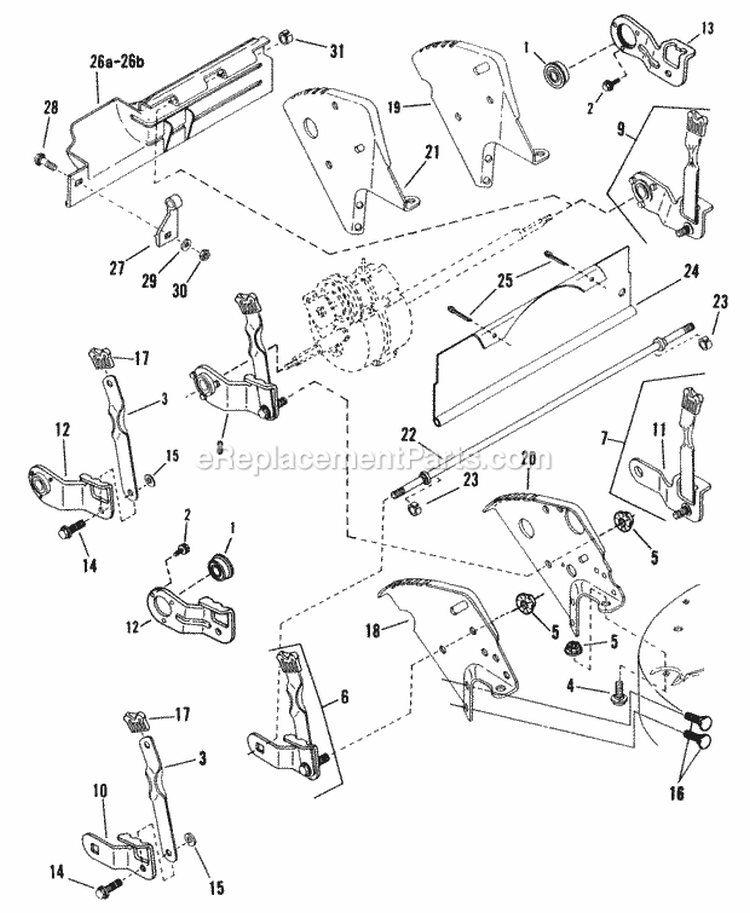 Rear Wheels Brackets Latches Diagram and Parts List for 21509B  Snapper Lawn Mower