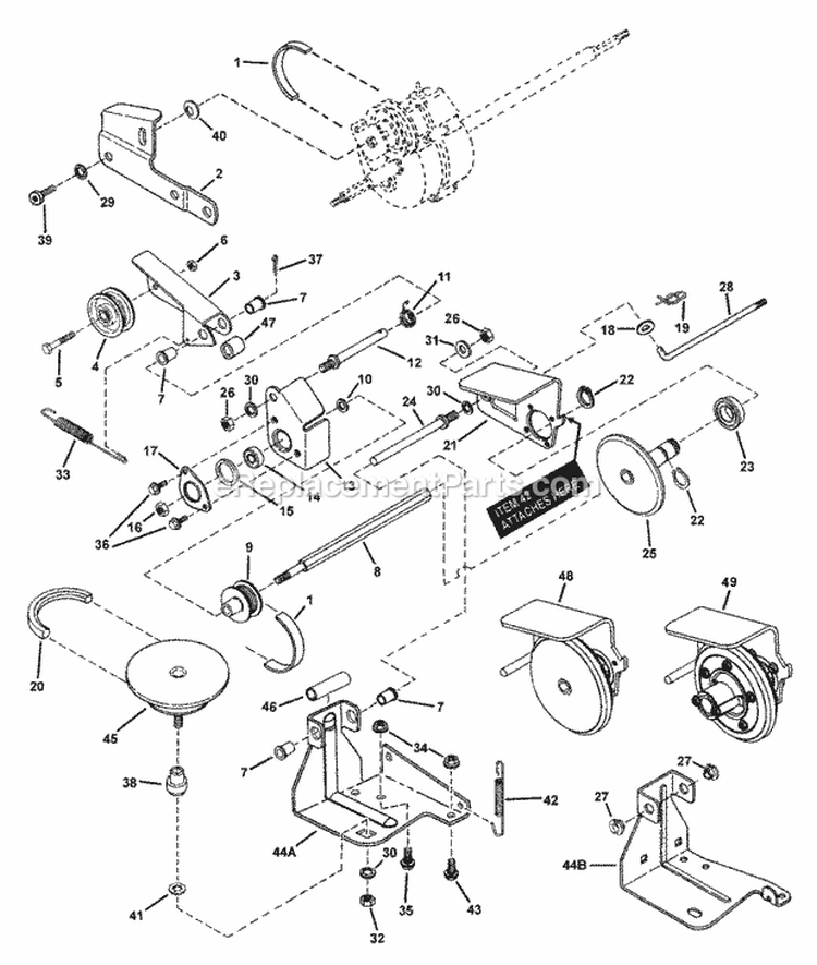 Drive System Self-Propelled Diagram and Parts List for P216020KWV 7800557 Snapper Lawn Mower