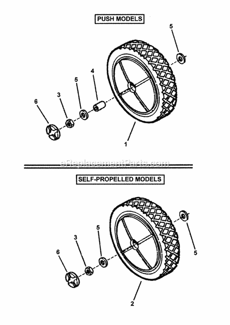 Rear Wheels Diagram and Parts List for 216518B 80497 Snapper Lawn Mower