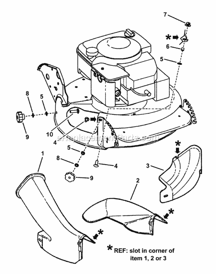 Side Chute Adapter Diagram and Parts List for 2167520B 7800428 Snapper Lawn Mower