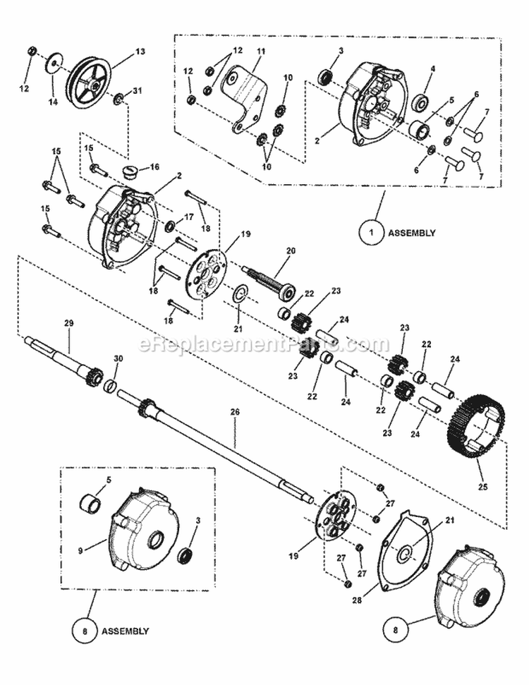 Transmission (Differential) Diagram and Parts List for P2167520B 7800429 Snapper Lawn Mower