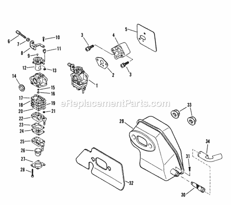Rt2151 Carburetor Assembly Diagram and Parts List for RT2151  Snapper Trimmer
