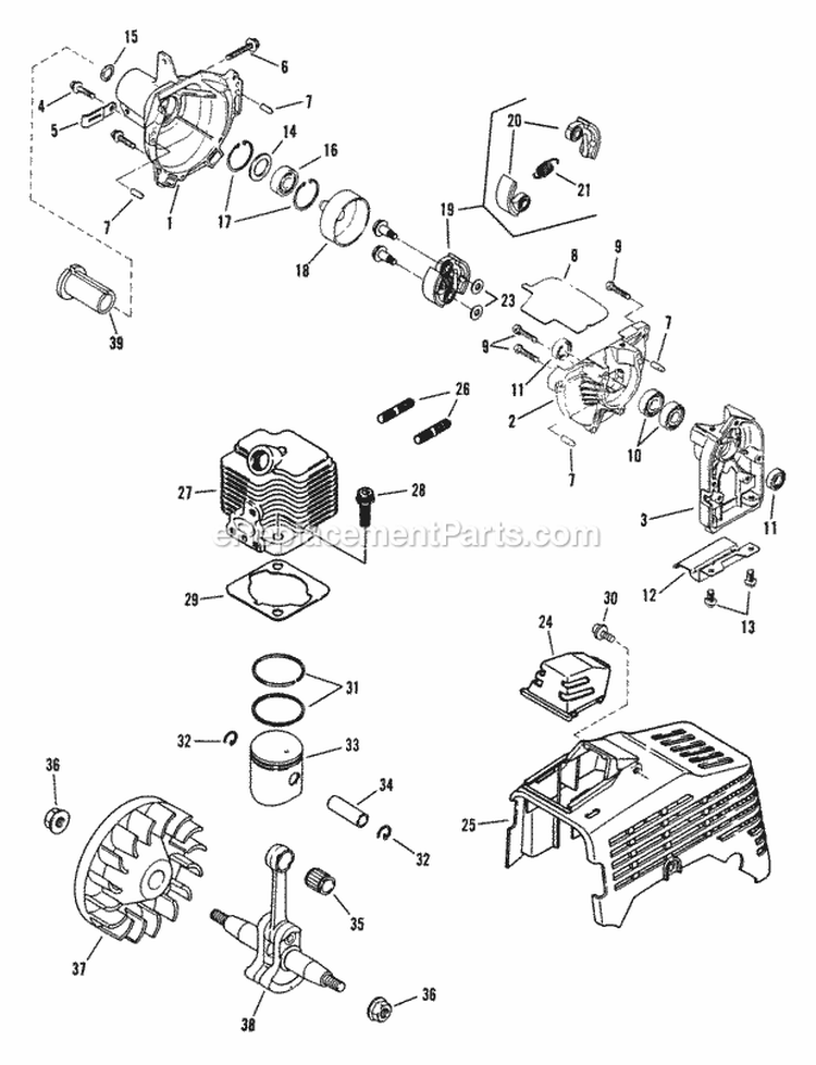 Rt2151 Clutch And Piston Assembly Diagram and Parts List for RT2151  Snapper Trimmer